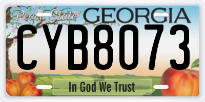 GA license plate CYB8073