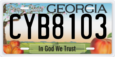 GA license plate CYB8103
