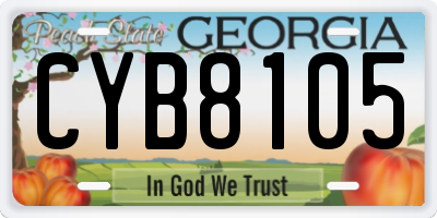 GA license plate CYB8105