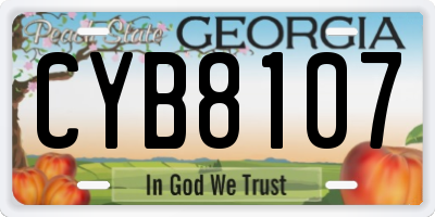 GA license plate CYB8107