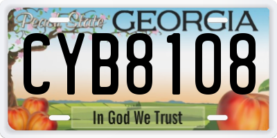 GA license plate CYB8108