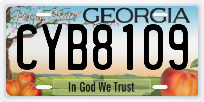 GA license plate CYB8109