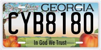 GA license plate CYB8180