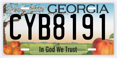 GA license plate CYB8191