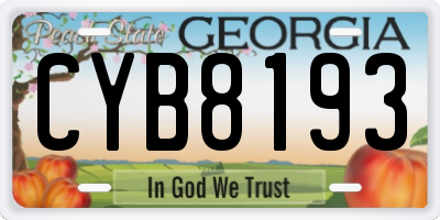 GA license plate CYB8193