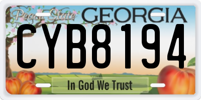 GA license plate CYB8194