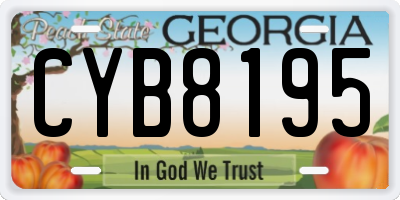 GA license plate CYB8195