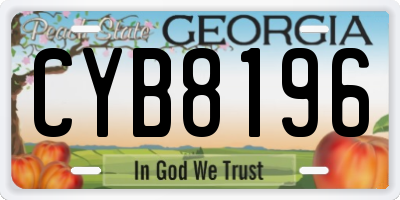 GA license plate CYB8196