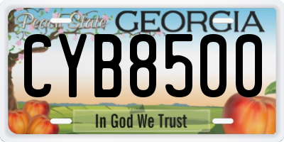 GA license plate CYB8500