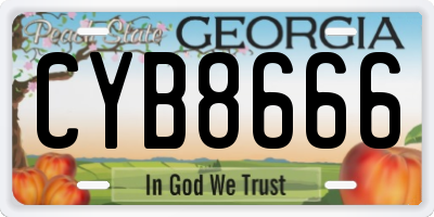 GA license plate CYB8666