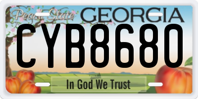GA license plate CYB8680