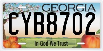 GA license plate CYB8702