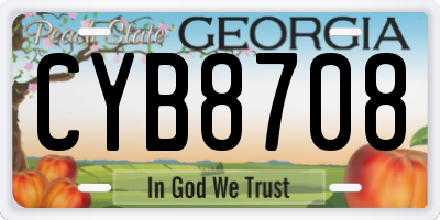GA license plate CYB8708