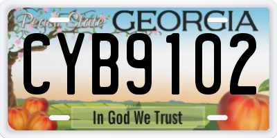GA license plate CYB9102