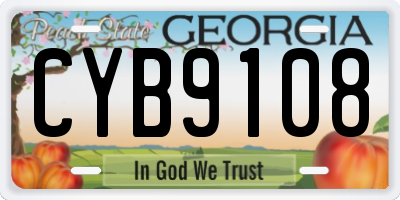 GA license plate CYB9108