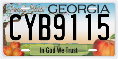 GA license plate CYB9115