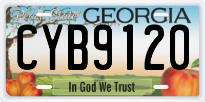 GA license plate CYB9120