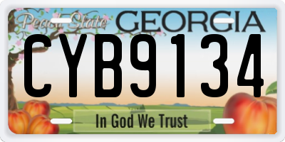GA license plate CYB9134
