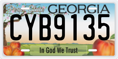GA license plate CYB9135