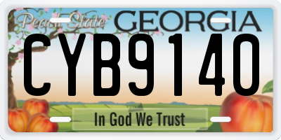 GA license plate CYB9140