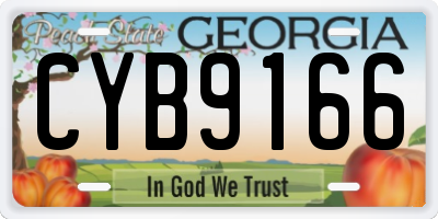 GA license plate CYB9166