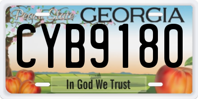 GA license plate CYB9180