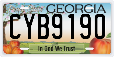 GA license plate CYB9190