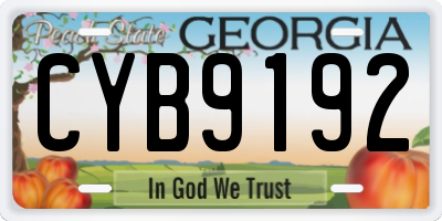 GA license plate CYB9192