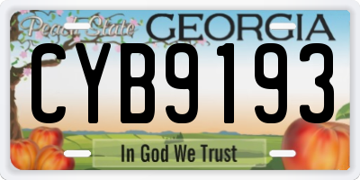 GA license plate CYB9193