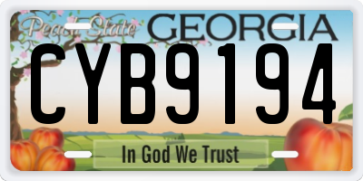 GA license plate CYB9194