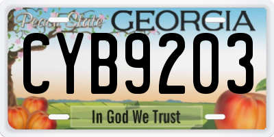 GA license plate CYB9203