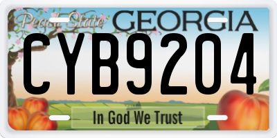 GA license plate CYB9204