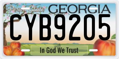 GA license plate CYB9205