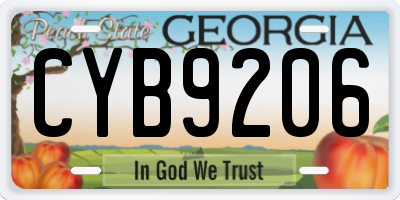 GA license plate CYB9206