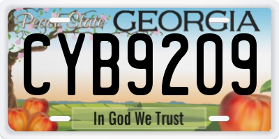 GA license plate CYB9209