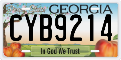 GA license plate CYB9214
