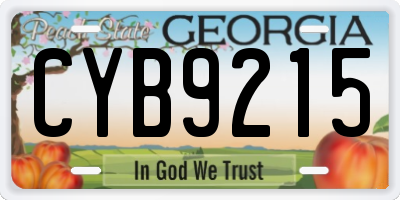 GA license plate CYB9215