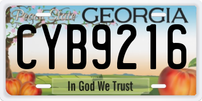 GA license plate CYB9216