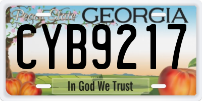 GA license plate CYB9217