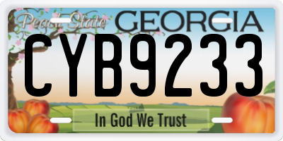 GA license plate CYB9233