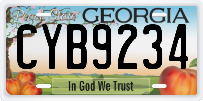 GA license plate CYB9234