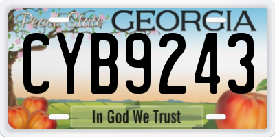 GA license plate CYB9243