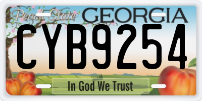 GA license plate CYB9254