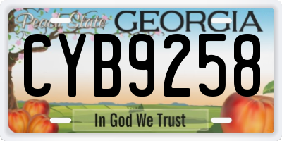 GA license plate CYB9258