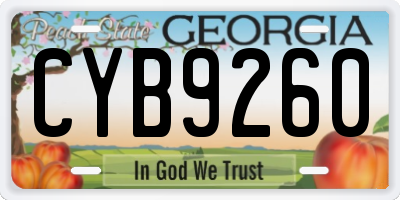 GA license plate CYB9260