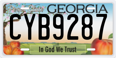 GA license plate CYB9287