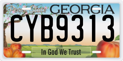 GA license plate CYB9313