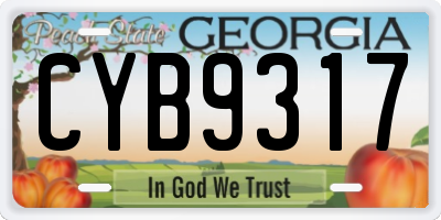 GA license plate CYB9317