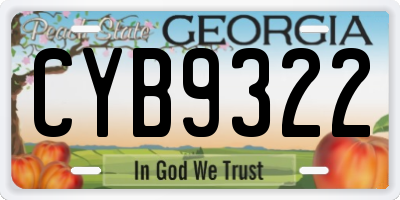 GA license plate CYB9322