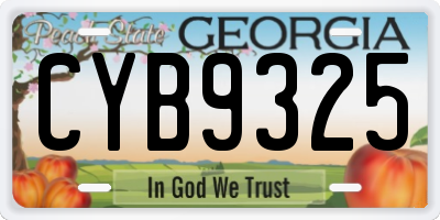 GA license plate CYB9325
